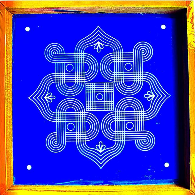 Geometric Design with dot Kolam Stencils 10x10