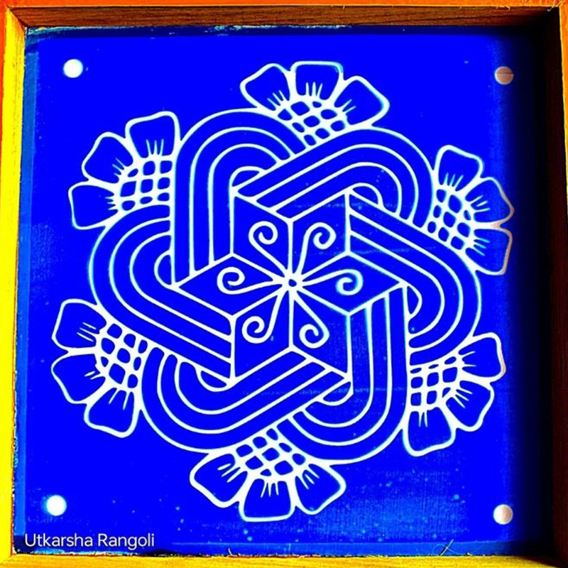 Line flower Kolam Stencils 10x10 Size